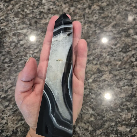 Natural Black Banded Sardonyx Crystal Obelisk Tower #2 New